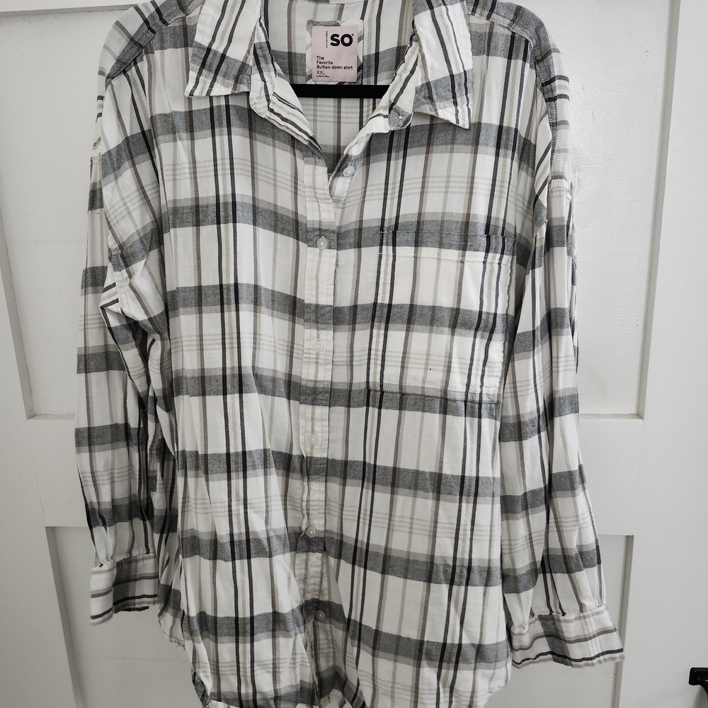 SO Black and White Plaid Shirt